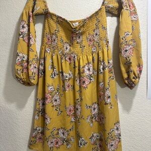 Socialite Yellow Floral Smocked Top